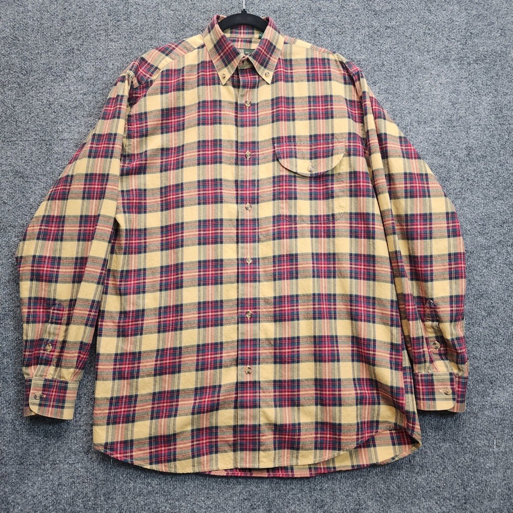 Orvis Men's Cotton Wool Blend Plaid Flannel Shirt Gorpcore Outdoors Heritage M
